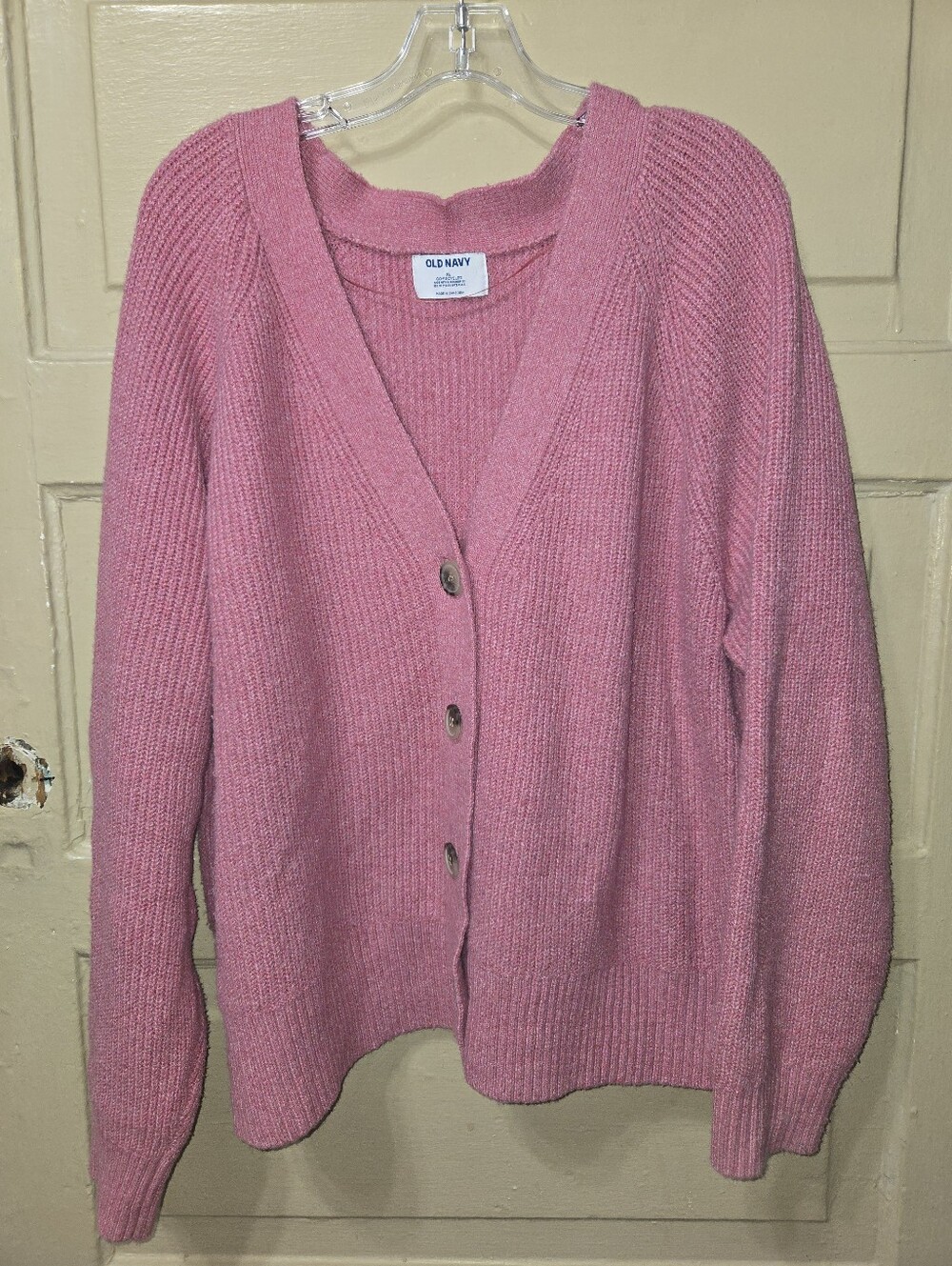 Old Navy Shaker Stitch Pink Sweater Cardigan GUC Size: XL